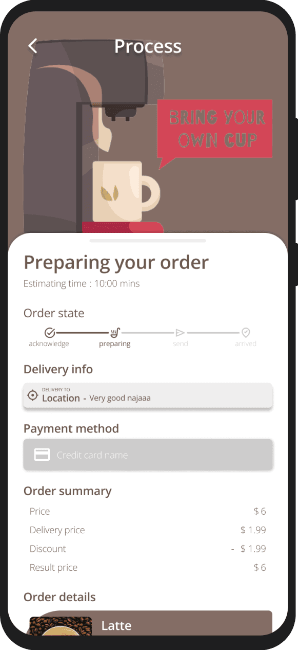 Coffee-shop app screen 7