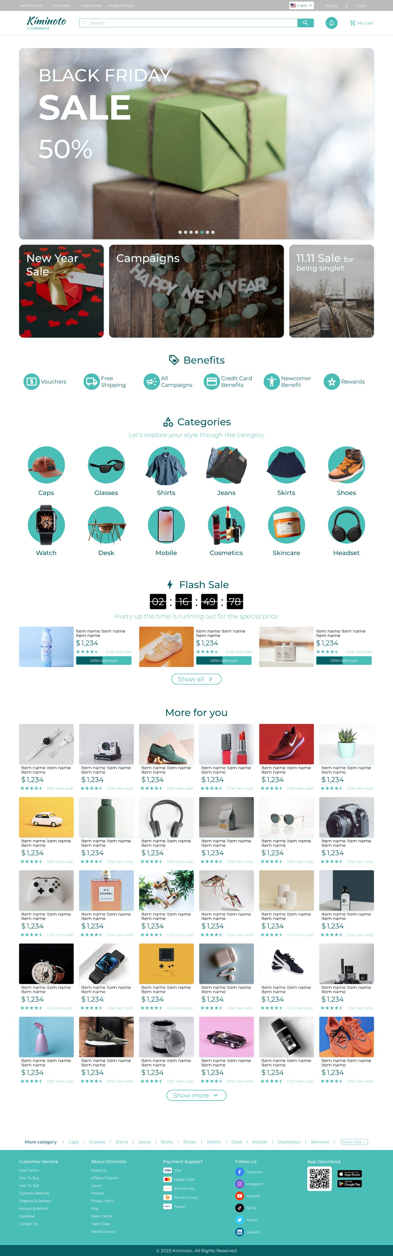 Online-market website on a mobile screen